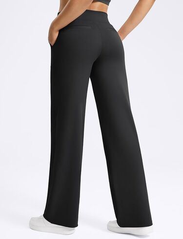 POSHDIVAH Yoga Pants for Women 29" High Waist Wide Leg Pants with Pockets Stretch Dress Casual Lounge Sweatpants in Kuwait