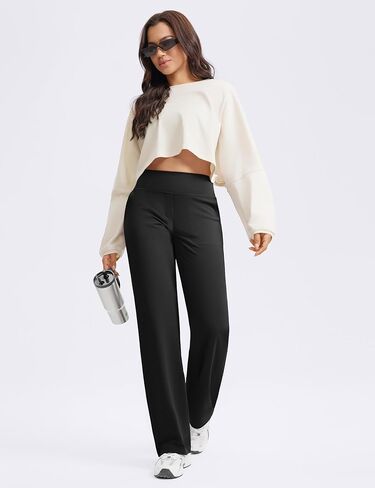 POSHDIVAH Yoga Pants for Women 29" High Waist Wide Leg Pants with Pockets Stretch Dress Casual Lounge Sweatpants in Kuwait