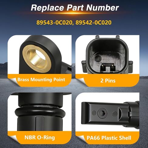 ABS Wheel Speed Sensor Compatible with Toyota Tundra 2007-2017 Replace # 89543-0C020, 89542-0C020 (4 PCS) in Kuwait