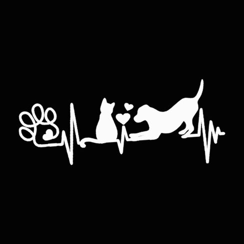 قطعتان من ملصق السيارة على شكل نبضات قلب للكلاب والقطط مقاس 7.87 × 3.15 بوصة، ملصق طباعة مخالب، ملصق ممتع للحيوانات الأليفة لمحبي الحيوانات، ملصق لطيف لمحبي الكلاب والقطط للسيارة والكمبيوتر المحمول | CZ245 (أبيض) in Kuwait