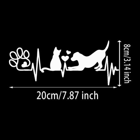 قطعتان من ملصق السيارة على شكل نبضات قلب للكلاب والقطط مقاس 7.87 × 3.15 بوصة، ملصق طباعة مخالب، ملصق ممتع للحيوانات الأليفة لمحبي الحيوانات، ملصق لطيف لمحبي الكلاب والقطط للسيارة والكمبيوتر المحمول | CZ245 (أبيض) in Kuwait