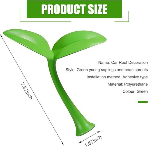 Car Roof Decoration Grass Bean Sprout Sticker, Creative 3D Auto Sprout Roof Decoration, Waterproof Anti-Collision Decals for Hood Or Trunk Lid, Universal for Cars (Green) in Kuwait