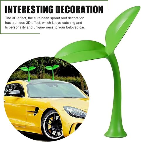 Car Roof Decoration Grass Bean Sprout Sticker, Creative 3D Auto Sprout Roof Decoration, Waterproof Anti-Collision Decals for Hood Or Trunk Lid, Universal for Cars (Green) in Kuwait