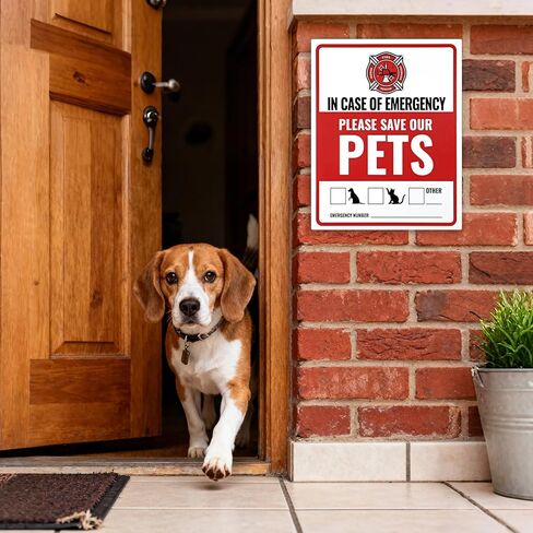 12Pcs Pets Inside Fire Rescue Sticker, 12x10cm Waterproof Strong Adhesive Pet Alert Safety Sticker in Case of Fire or Emergency Please Rescue Our Pets Stickers for Window Door Application in Kuwait