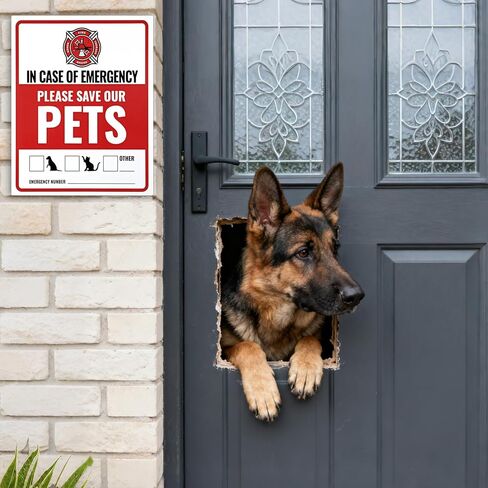 12Pcs Pets Inside Fire Rescue Sticker, 12x10cm Waterproof Strong Adhesive Pet Alert Safety Sticker in Case of Fire or Emergency Please Rescue Our Pets Stickers for Window Door Application in Kuwait