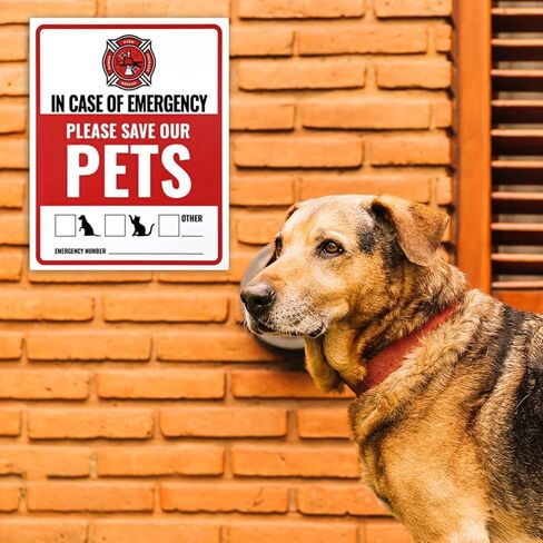 12Pcs Pets Inside Fire Rescue Sticker, 12x10cm Waterproof Strong Adhesive Pet Alert Safety Sticker in Case of Fire or Emergency Please Rescue Our Pets Stickers for Window Door Application in Kuwait