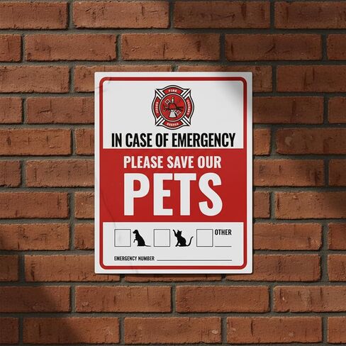 12Pcs Pets Inside Fire Rescue Sticker, 12x10cm Waterproof Strong Adhesive Pet Alert Safety Sticker in Case of Fire or Emergency Please Rescue Our Pets Stickers for Window Door Application in Kuwait