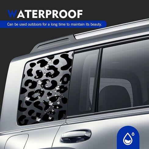 2 PCS Car Side Window Decals, Leopard Cheetah Vinyl Car Rear Quarter Glass Stickers, 16" x 29" Auto Decoration Decal with Installation Tool, Universal for Most Cars (Black) in Kuwait
