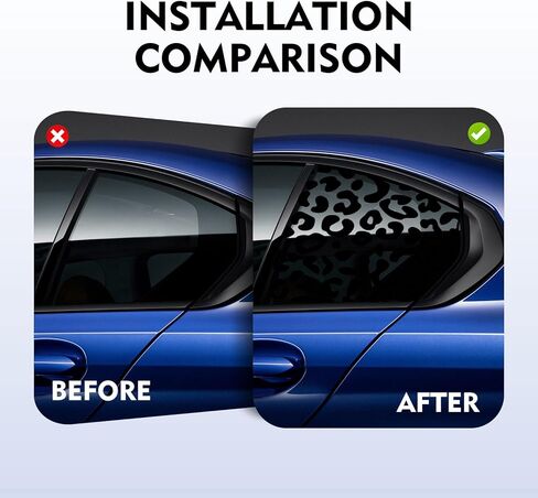 2 PCS Car Side Window Decals, Leopard Cheetah Vinyl Car Rear Quarter Glass Stickers, 16" x 29" Auto Decoration Decal with Installation Tool, Universal for Most Cars (Black) in Kuwait