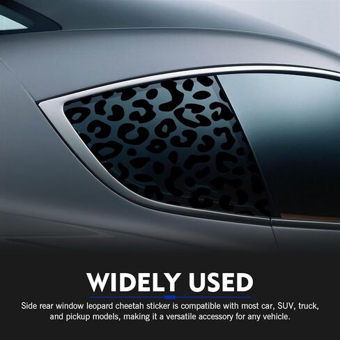 2 PCS Car Side Window Decals, Leopard Cheetah Vinyl Car Rear Quarter Glass Stickers, 16" x 29" Auto Decoration Decal with Installation Tool, Universal for Most Cars (Black) in Kuwait