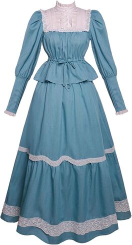 فستان إدواردي للنساء من القرن العشرين فستان فيكتوري بأكمام طويلة in Kuwait