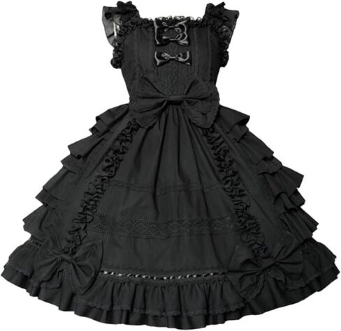 Girls Lovely Sweet Lolita Dress for Women Cute Pleated Flowy Swing Princess Lace Court Dress Kawaii Cosplay Costume in Kuwait