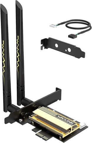 WAVLINK WiFi 7 BE8800 PCIe WiFi Card for Desktop PC, Bluetooth 5.4, 8800Mbps, 2024 Tri-Band BE200 Wireless Adapter with, MU-MIMO, WPA3, for Windows 11/10(64bit), Only Supports Intel Motherboard in Kuwait