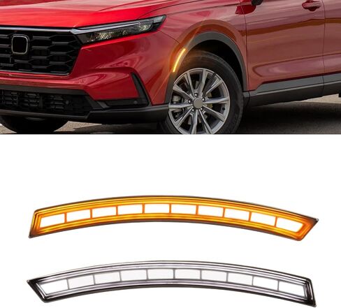 ضوء LED كهرمان وأبيض للعجلة الجانبية متوافق مع Honda CRV 2023 2024، مصابيح عاكسة أمامية in Kuwait