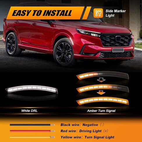 ضوء LED كهرمان وأبيض للعجلة الجانبية متوافق مع Honda CRV 2023 2024، مصابيح عاكسة أمامية in Kuwait