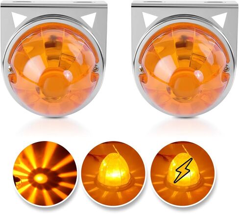 2PCS Dual Color LED Watermelon Lights with Bracket 90 Degree, Yellow Red 5W LED Side Marker Turn Signal Lights for Semi Trucks Trailers ATVs SUVs Pickups Motorcycles in Kuwait