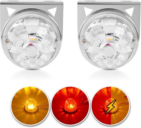 قطعتان من أضواء البطيخ LED ذات اللون المزدوج مع دعامة 90 درجة، أصفر وأحمر 5 وات LED للعلامات الجانبية وأضواء إشارة الانعطاف لشبه الشاحنات والمقطورات ATVs وسيارات الدفع الرباعي والدراجات النارية in Kuwait