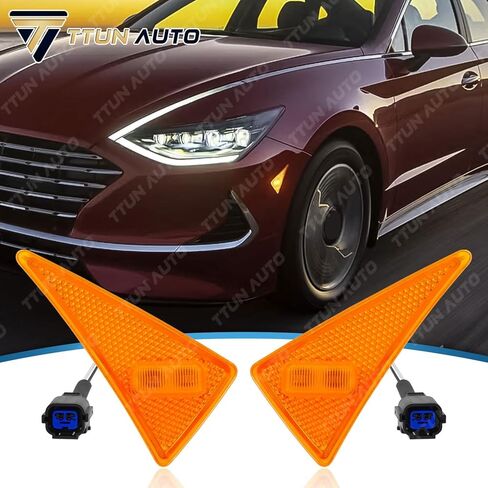 متوافق مع مصباح إشارة الانعطاف الجانبي Hyundai Sonata 2020-2023 مع لمبات LED الجانب الأيسر والأيمن 92301-L0/921A1-LS in Kuwait