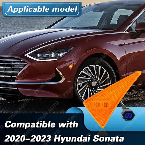 متوافق مع مصباح إشارة الانعطاف الجانبي Hyundai Sonata 2020-2023 مع لمبات LED الجانب الأيسر والأيمن 92301-L0/921A1-LS in Kuwait