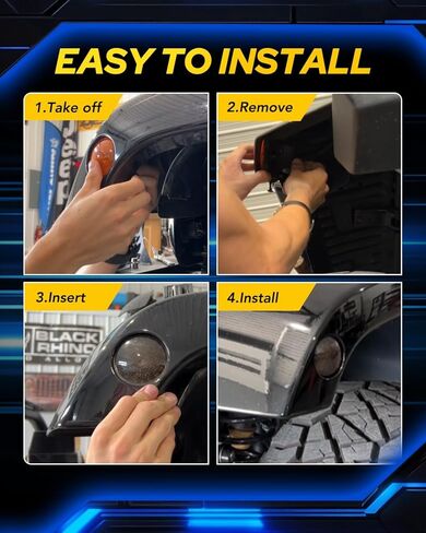 AUTOONE Upgraded Front LED Side Marker Turn Signal Lights for 2007-2018 Jeep Wrangler JK JKU, Clear Smoked Lens & Fender Amber Yellow Turn Signal Lights, Parking DRL Lamp, Pack of 2 in Kuwait