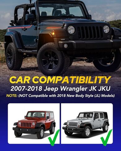 AUTOONE Upgraded Front LED Side Marker Turn Signal Lights for 2007-2018 Jeep Wrangler JK JKU, Clear Smoked Lens & Fender Amber Yellow Turn Signal Lights, Parking DRL Lamp, Pack of 2 in Kuwait