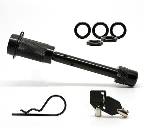 Tiger Lock 5/8" Black Trailer Hitch Locking Pin - Anti-Rattle Tow Hitch Receiver Lock, fits Class III - V Hitches with 2" and 2.5" Receivers in Kuwait