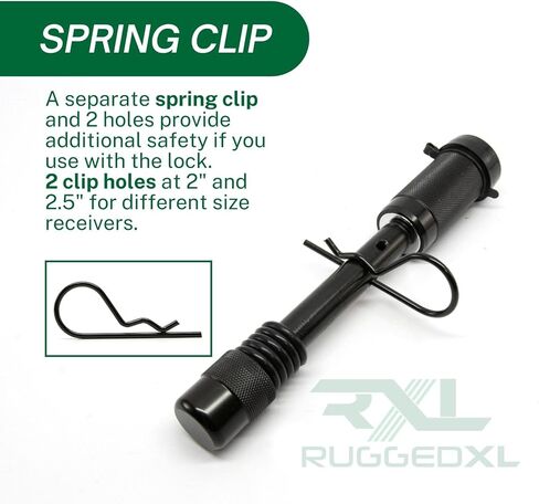 Tiger Lock 5/8" Black Trailer Hitch Locking Pin - Anti-Rattle Tow Hitch Receiver Lock, fits Class III - V Hitches with 2" and 2.5" Receivers in Kuwait