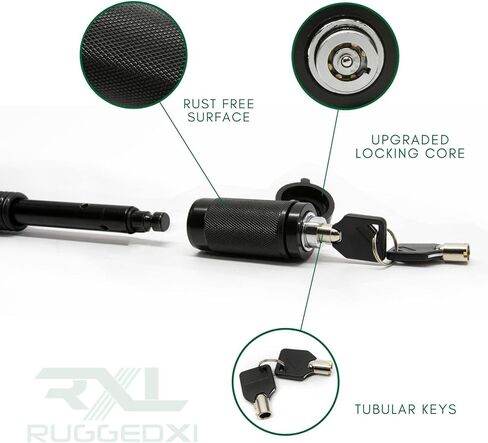 Tiger Lock 5/8" Black Trailer Hitch Locking Pin - Anti-Rattle Tow Hitch Receiver Lock, fits Class III - V Hitches with 2" and 2.5" Receivers in Kuwait