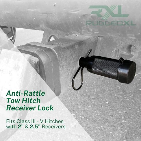 Tiger Lock 5/8" Black Trailer Hitch Locking Pin - Anti-Rattle Tow Hitch Receiver Lock, fits Class III - V Hitches with 2" and 2.5" Receivers in Kuwait