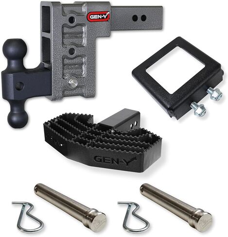 GEN-Y Hitch Towing Bundle for 2.5 Inch Receiver - 21,000 LBS Towing Capacity, Includes Dual Ball Mount, Hitch Tightener and Step in Saudi Arabia