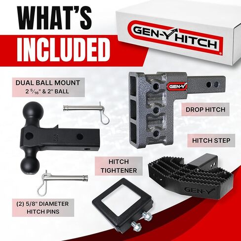 GEN-Y Hitch Towing Bundle for 2.5 Inch Receiver - 21,000 LBS Towing Capacity, Includes Dual Ball Mount, Hitch Tightener and Step in Saudi Arabia