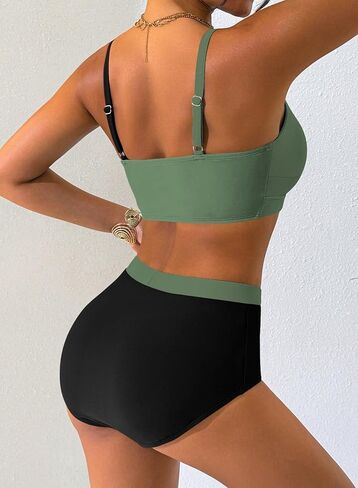Herseas Women's Bikini Sets Twist Color Block Swimsuits 2 Piece High Waisted Bathing Suit Swim Suits 2026 Beach Wear in Saudi Arabia