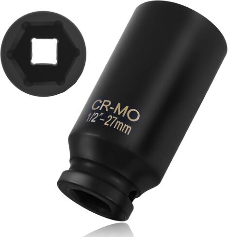 19mm Socket with 1/2" Drive,6 Point Anti-Slip Deep Socket for Dismantling Wheel Nuts,Professional Impact Sockets Set Driven by 1/2" Ratchet Wrench Car Accessories (19mm) in Kuwait