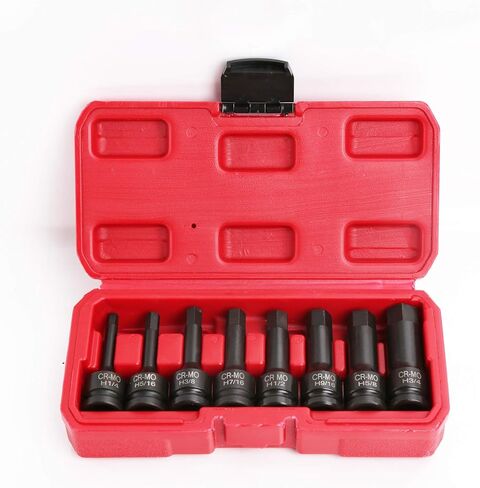 1/2" Drive Impact Socket Hex Bits | 8pc SAE Set Standard Long Air Allen Driver in Kuwait