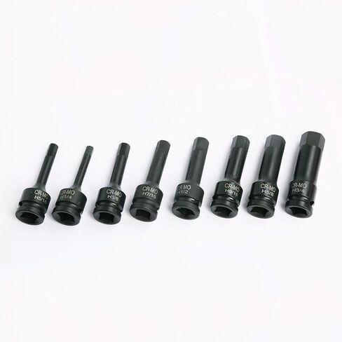 1/2" Drive Impact Socket Hex Bits | 8pc SAE Set Standard Long Air Allen Driver in Kuwait
