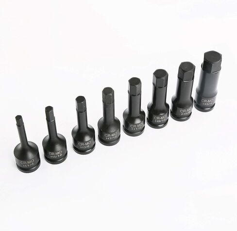 1/2" Drive Impact Socket Hex Bits | 8pc SAE Set Standard Long Air Allen Driver in Kuwait