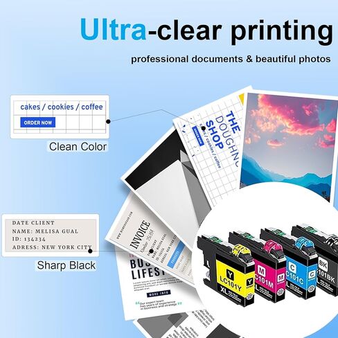 LC101XL Ink Cartridges High Yield 4-Pack Set Compatible LC101/LC103 Ink Cartridges - Replacment for Brother Printer MFC-J245 MFC-J285DW MFC-J450DW MFC-J470DW (Black,Cyan,Magenta,Yellow) in Saudi Arabia