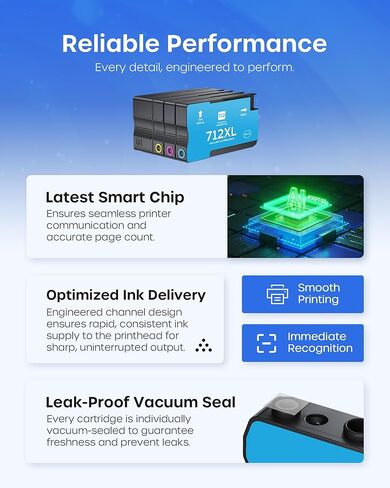 712XL Ink Cartridges Compatible Replacement for HP 712 XL 712XL Ink Cartridges Combo Pack for DesignJet T210 T630 T230 T650 Studio Plotter Printer (4 Pack, 80-ML Black, 29-ML Cyan/Magenta/Yellow) in Kuwait