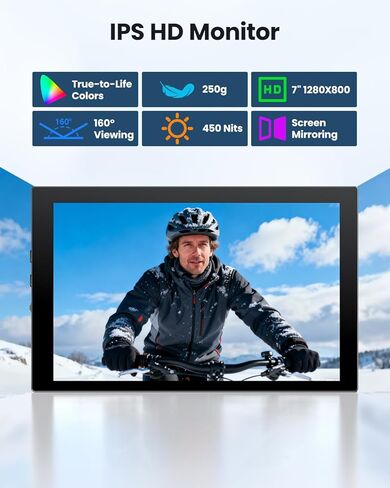 شاشة مراقبة ميدانية للكاميرا مقاس 7 بوصات، شاشة فيديو خارجية مقاس 1024 × 600 مع شاشة تصوير فوتوغرافي عالية الدقة IPS ومظلة من الشمس تدعم مدخل HDMI AV بدقة 1080 بكسل لكاميرات DSLR، البطارية غير متضمنة in Kuwait