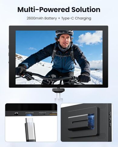 شاشة مراقبة ميدانية للكاميرا مقاس 7 بوصات، شاشة فيديو خارجية مقاس 1024 × 600 مع شاشة تصوير فوتوغرافي عالية الدقة IPS ومظلة من الشمس تدعم مدخل HDMI AV بدقة 1080 بكسل لكاميرات DSLR، البطارية غير متضمنة in Kuwait