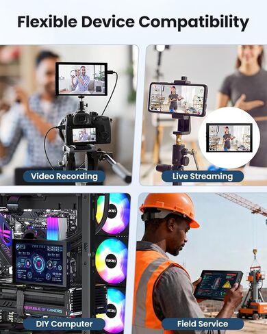 شاشة مراقبة ميدانية للكاميرا مقاس 7 بوصات، شاشة فيديو خارجية مقاس 1024 × 600 مع شاشة تصوير فوتوغرافي عالية الدقة IPS ومظلة من الشمس تدعم مدخل HDMI AV بدقة 1080 بكسل لكاميرات DSLR، البطارية غير متضمنة in Kuwait