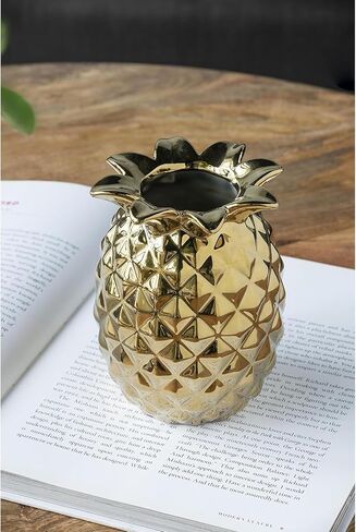 A&B Home 6" Pineapple Vase, Gold Gold/Modern Chic in Kuwait