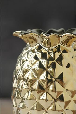 A&B Home 6" Pineapple Vase, Gold Gold/Modern Chic in Kuwait