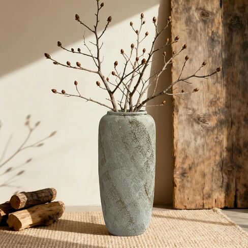 Rustic Oversized Ceramic Floor Vase – 23.6 Inch Handpainted Rustic Pottery Vase, Extra Tall Neutral Vases for Corner, Foyer & Large Floral Arrangements in Saudi Arabia