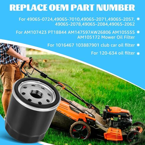 49065-0724 Oil Filter for Kawasaki FX850V FX801V FJ180V FH430V FH480V FH541V FH381-721V FH601-770D FX751-FX1000V 49065-2071 49065-7010 AM107423 120-634 1016467 Oil Filter, 3 Packs in Kuwait