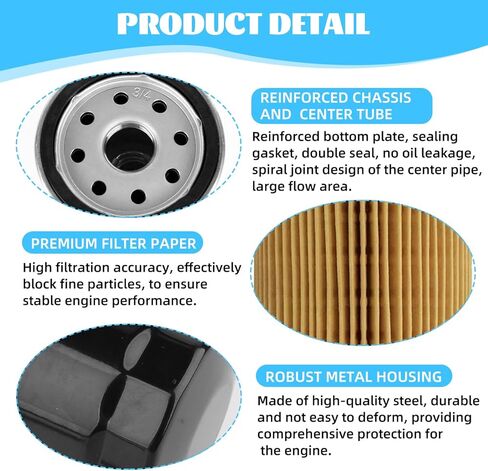 49065-0724 Oil Filter for Kawasaki FX850V FX801V FJ180V FH430V FH480V FH541V FH381-721V FH601-770D FX751-FX1000V 49065-2071 49065-7010 AM107423 120-634 1016467 Oil Filter, 3 Packs in Kuwait