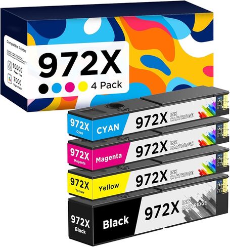 972X Ink Cartridge Compatible with 972X 972 X 972A Ink Cartridges Combo Pack Replacement for Pagewide Pro 477dw 477dn 577dw 452dw 552dw 452dn P57750dw Printer (4 Pack, Black, Cyan, Magenta, Yellow) in Kuwait