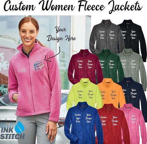 INK STITCH Women M990W Custom Stitching Logo Text Design Your Own Fleece Full Zip Jackets - Multicolors in Saudi Arabia