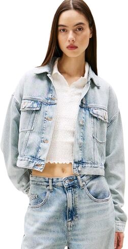 Tommy Jeans Women's Lightweight Trucker Cropped Jean Jacket in Kuwait
