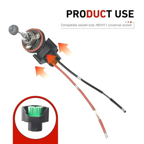 2 PCS H11 H8 881 Female Adapters Wiring Harness Sockets, Headlight & Fog Light Connector Pigtail, Female Adapter Wire Connector, Compatible with Front Light or Fog Lights Use in Kuwait